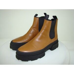 ZARA TAN FAUX LEATHER ANKLE BOOTS TRACK SOLE SIZE 41  / US 10 WOMENS    C131